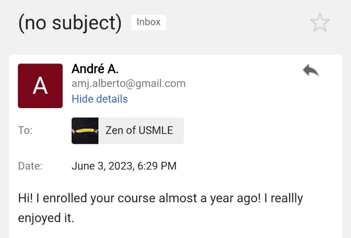 Student testimonial screenshot