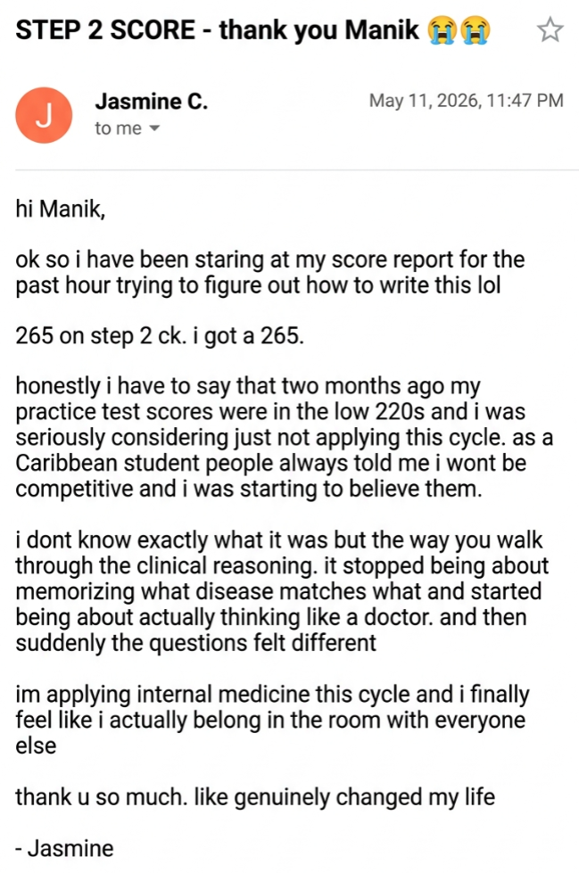 Student testimonial screenshot