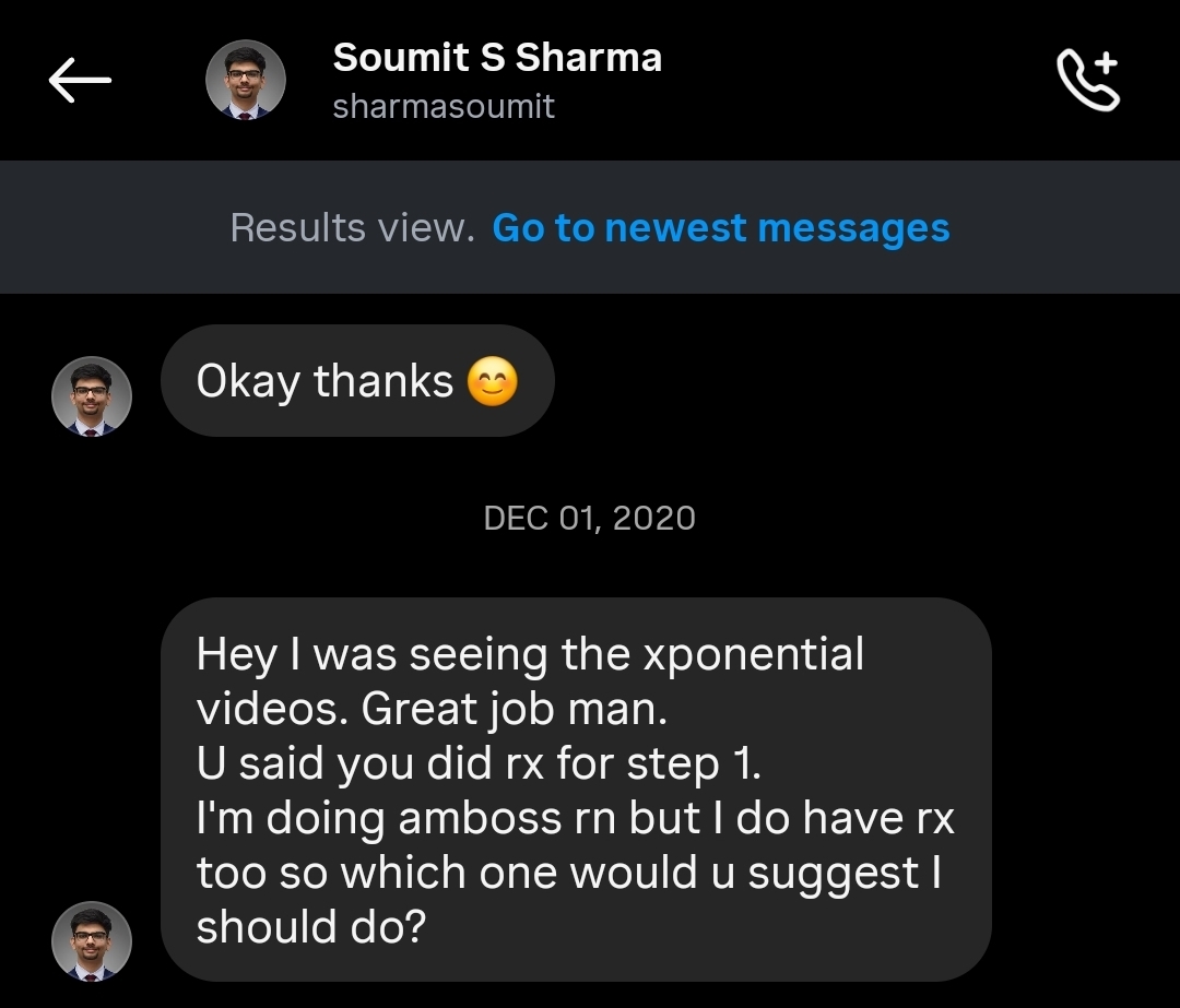 Student testimonial screenshot