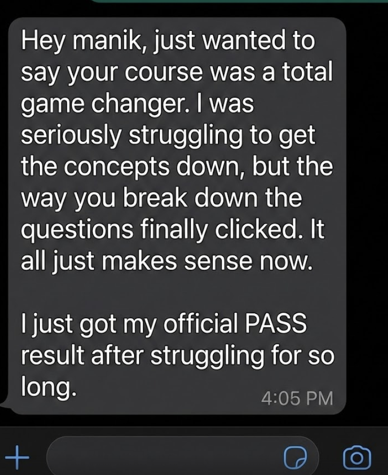 Student testimonial screenshot