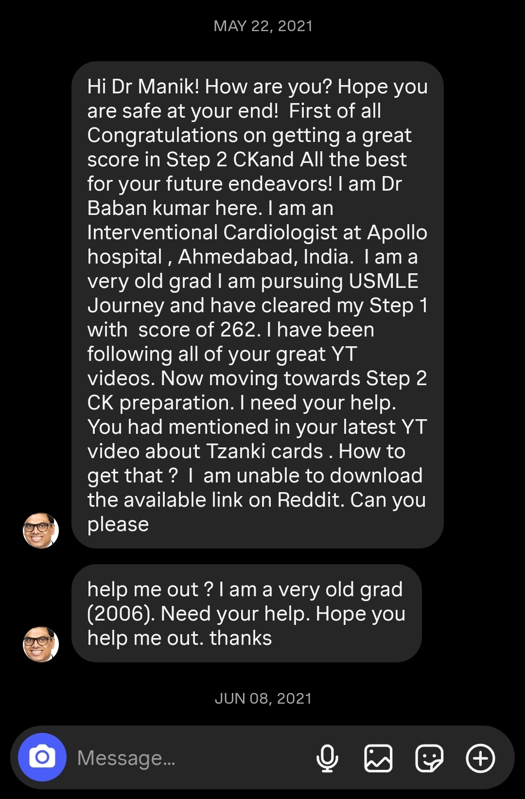 Student testimonial screenshot