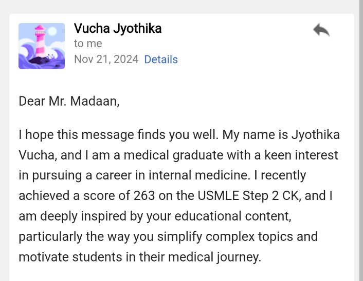 Student testimonial screenshot