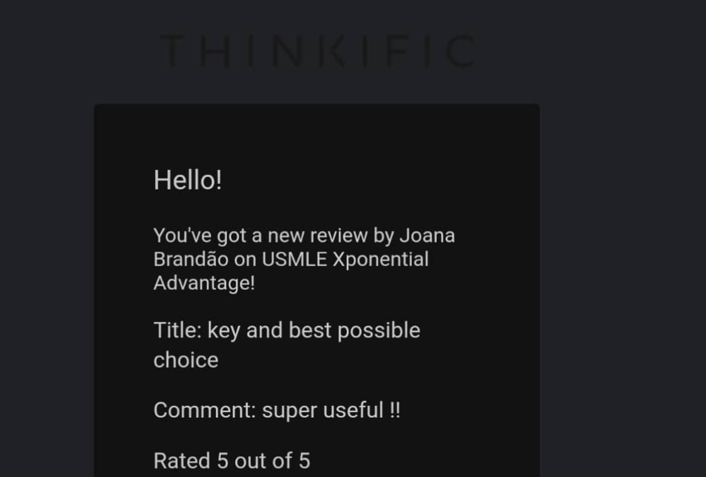 Student testimonial screenshot